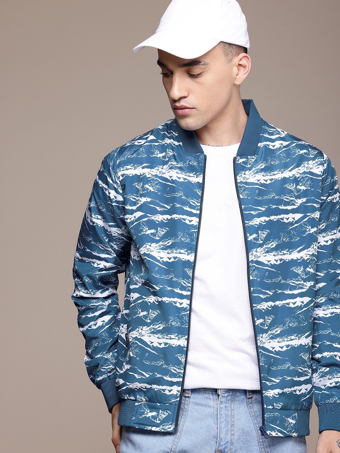 

The Roadster Life Co. Graphic Printed Bomber Jacket, Blue