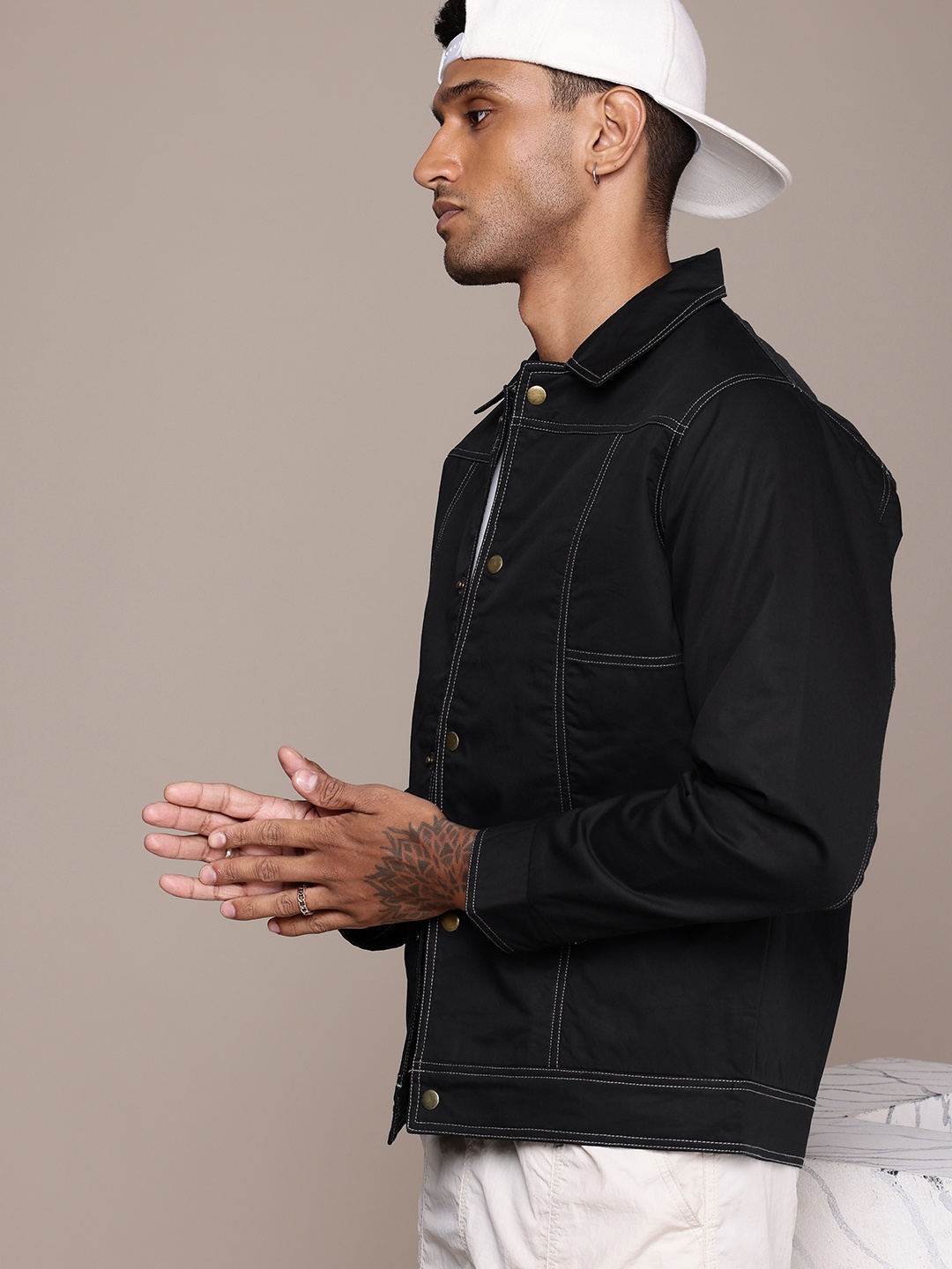 

The Roadster Life Co. Spread Collar Pure Cotton Tailored Jacket, Black