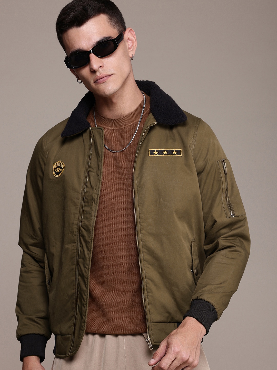 

The Roadster Life Co. Pure Cotton Bomber Jacket, Olive