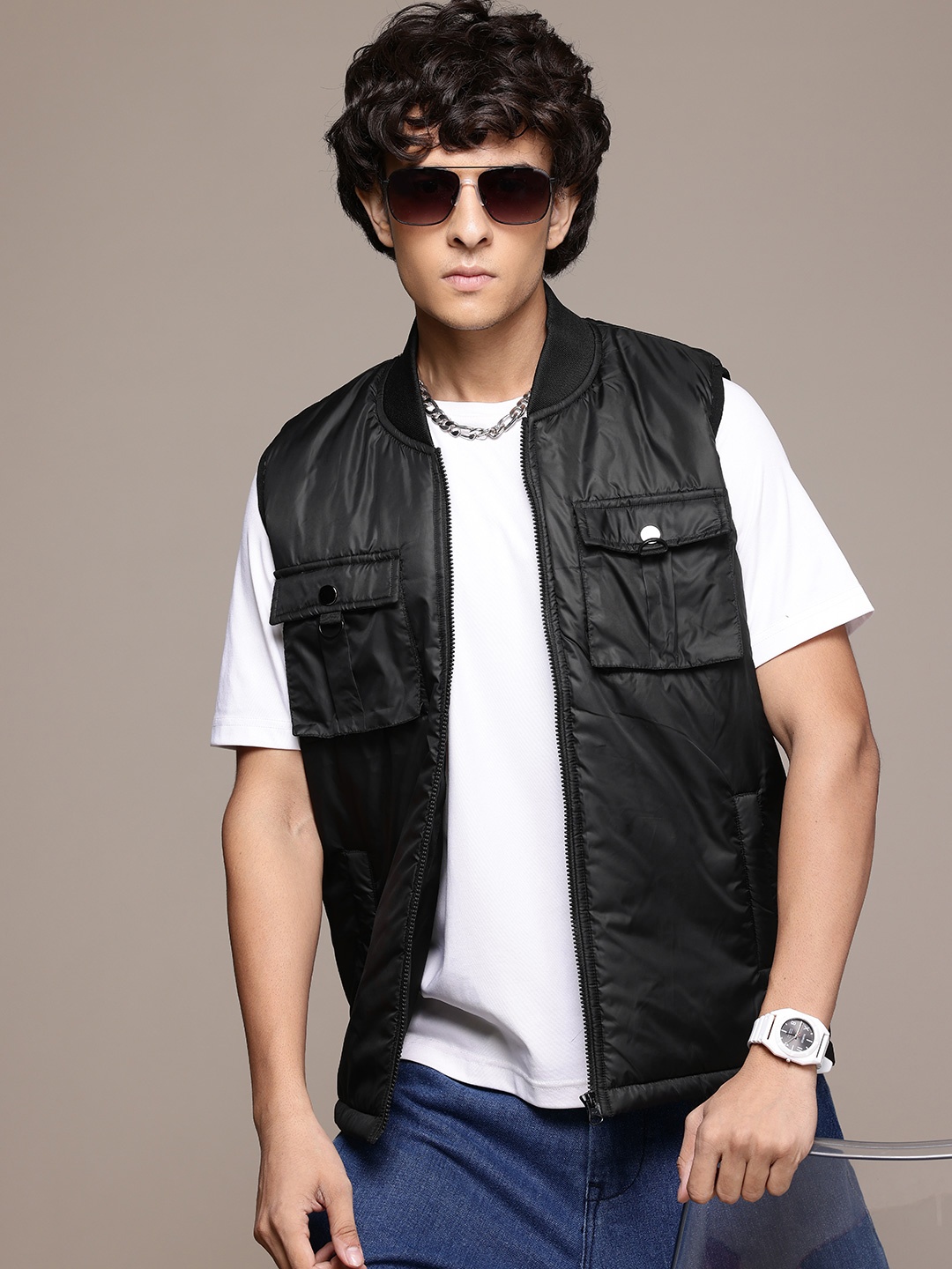 

The Roadster Lifestyle Co. Puffer Jacket with Flap Pockets, Black