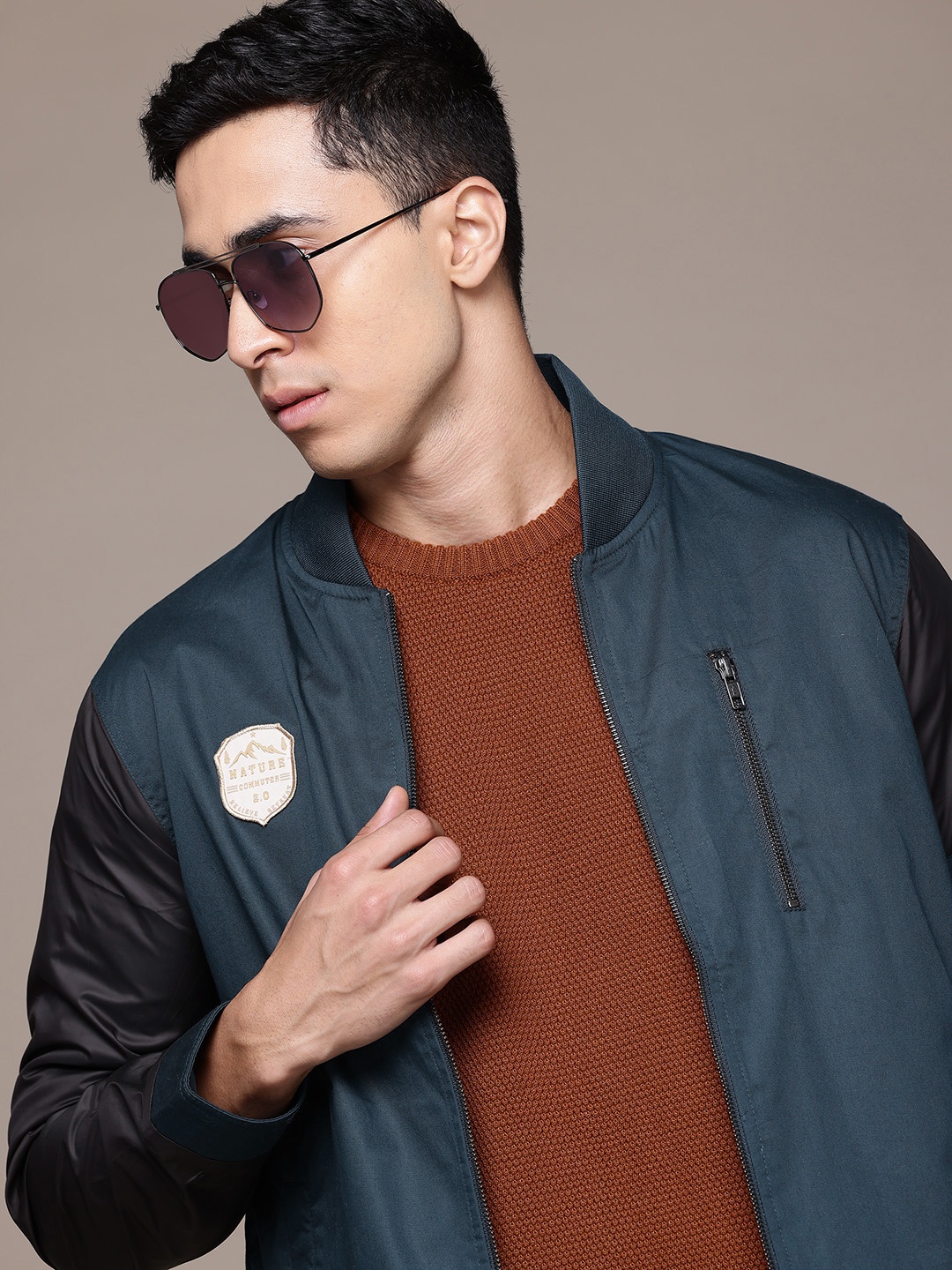 

The Roadster Lifestyle Co. Color-Blocked Biker Jacket, Teal