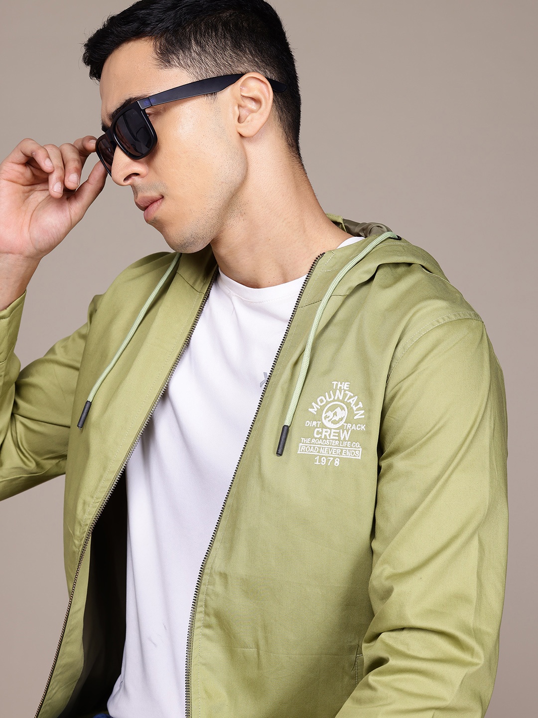 

The Roadster Lifestyle Co. Pure Cotton Hooded Tailored Jacket, Green