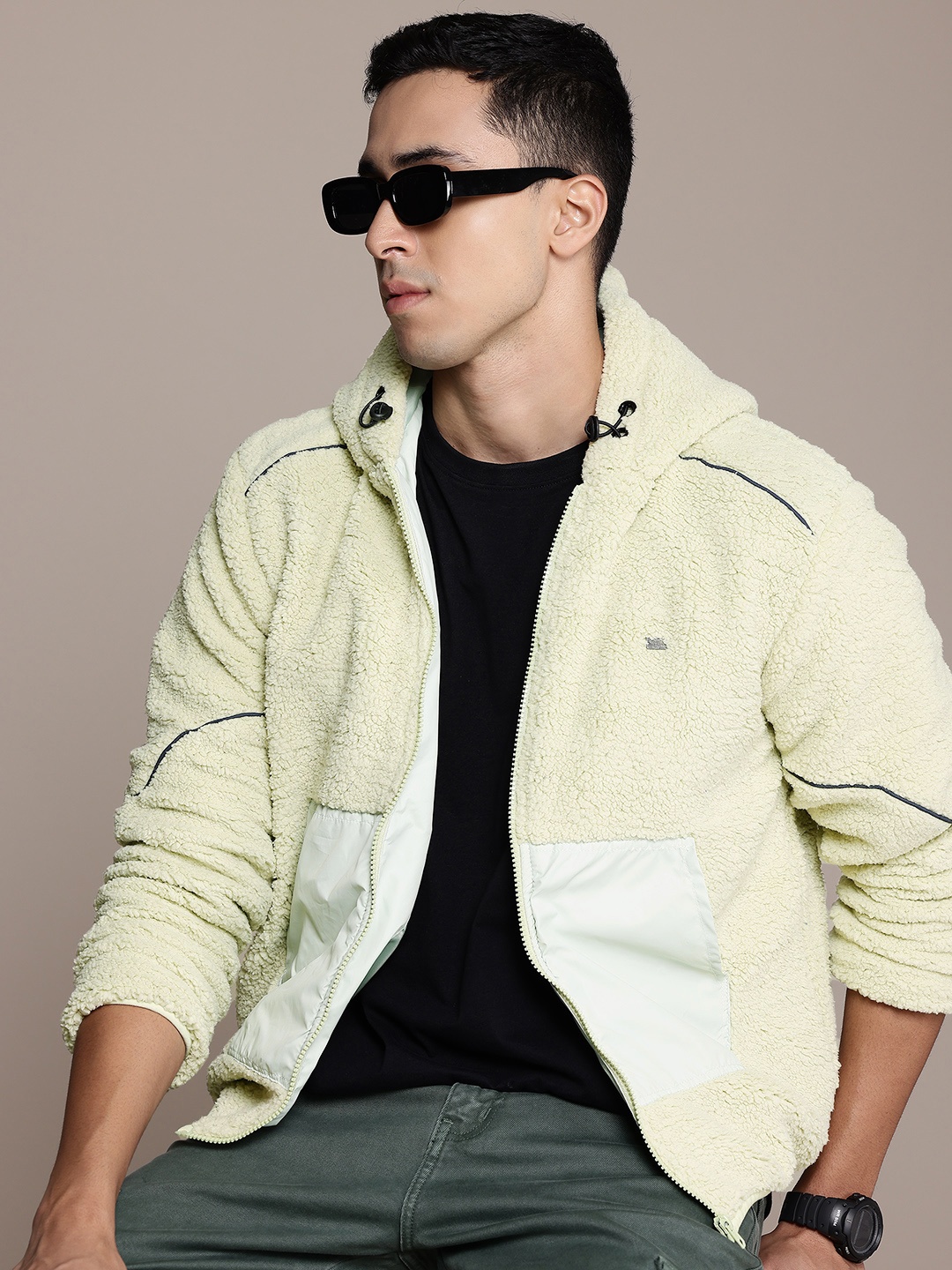 

The Roadster Lifestyle Co. Hooded Sherpa Jacket, Lime green