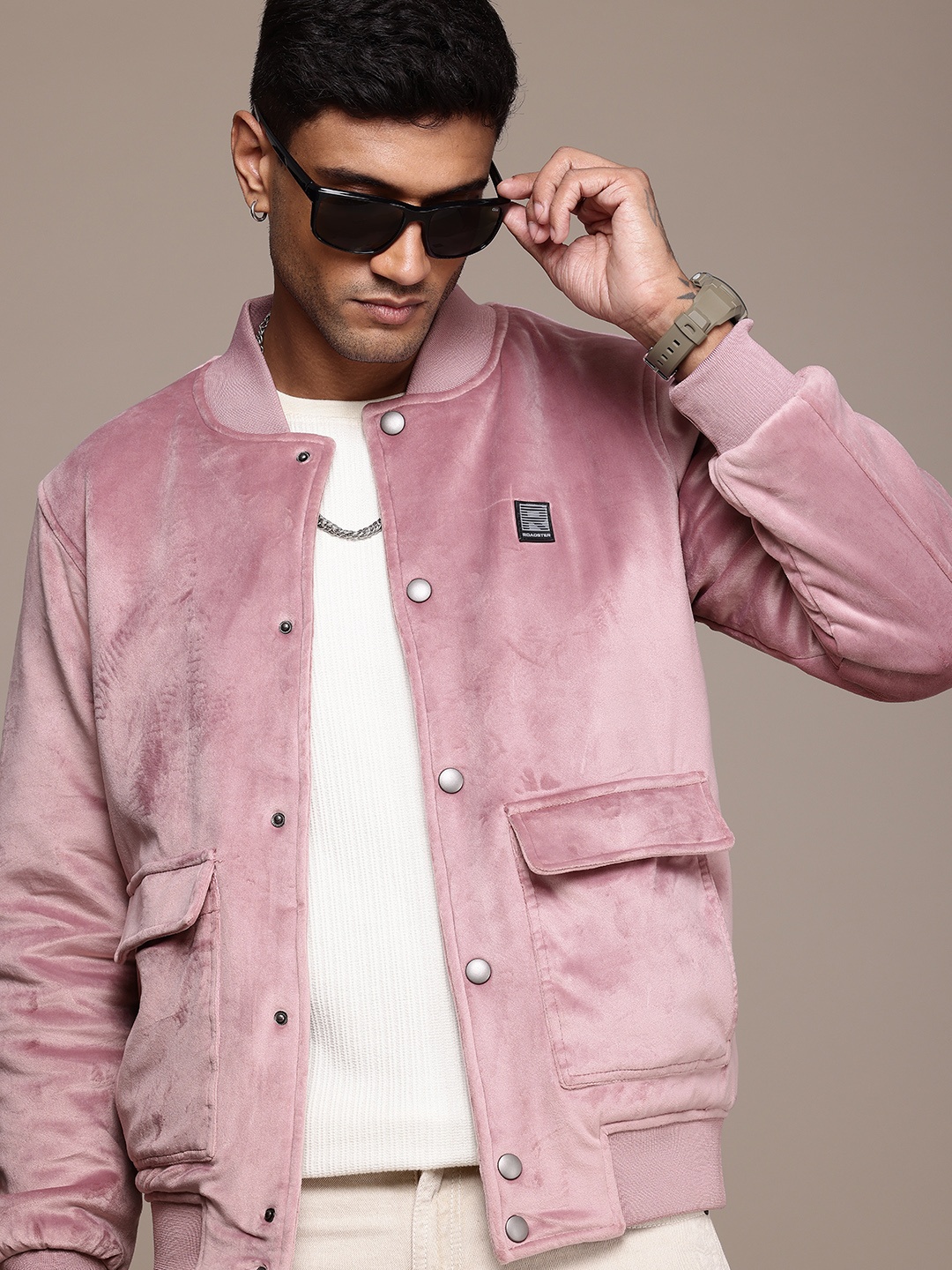 

The Roadster Life Co. Velvet Finish Bomber Jacket, Mauve