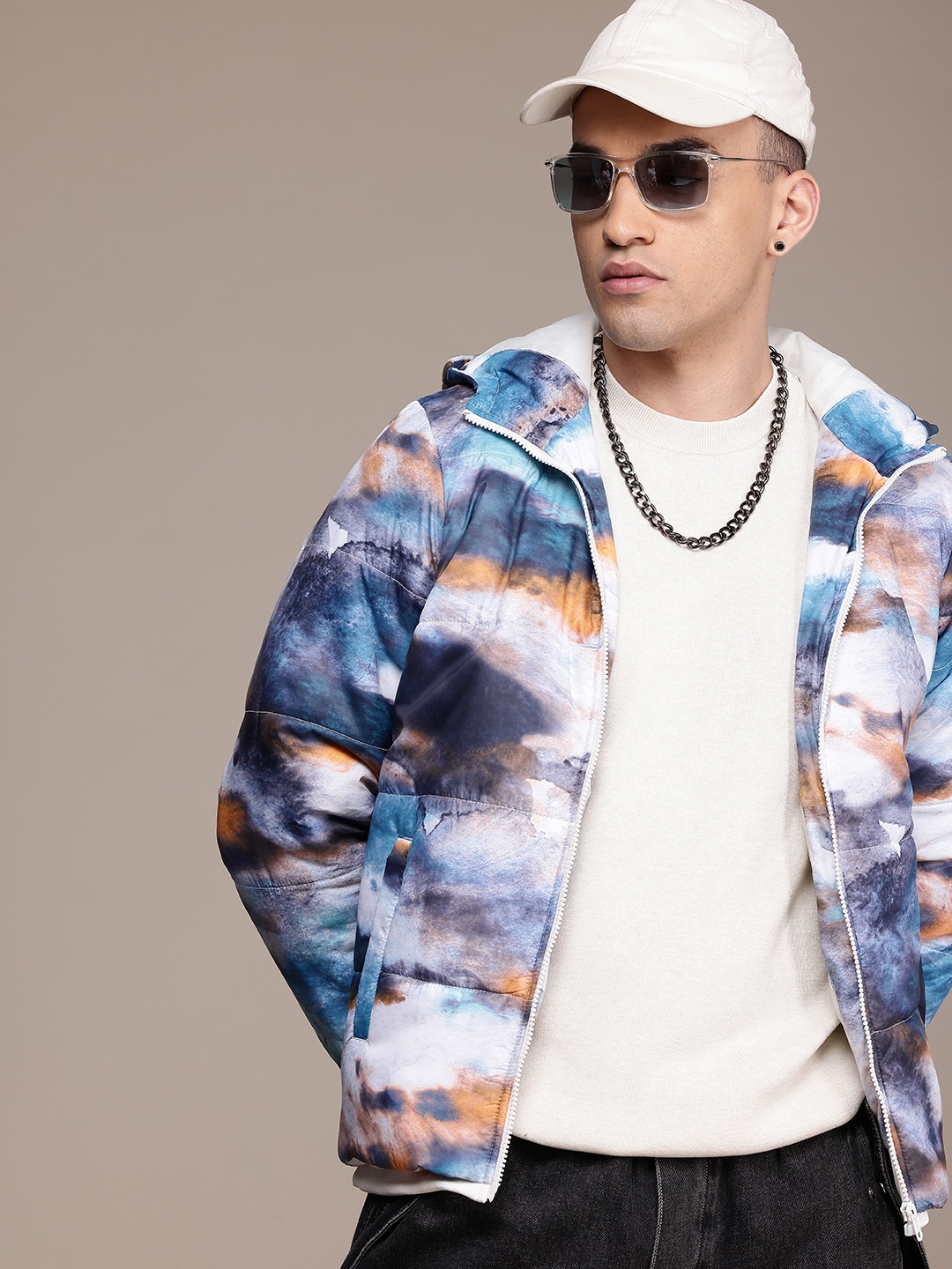 

The Roadster Life Co. Graphic Printed Hooded Padded Jacket, Multi
