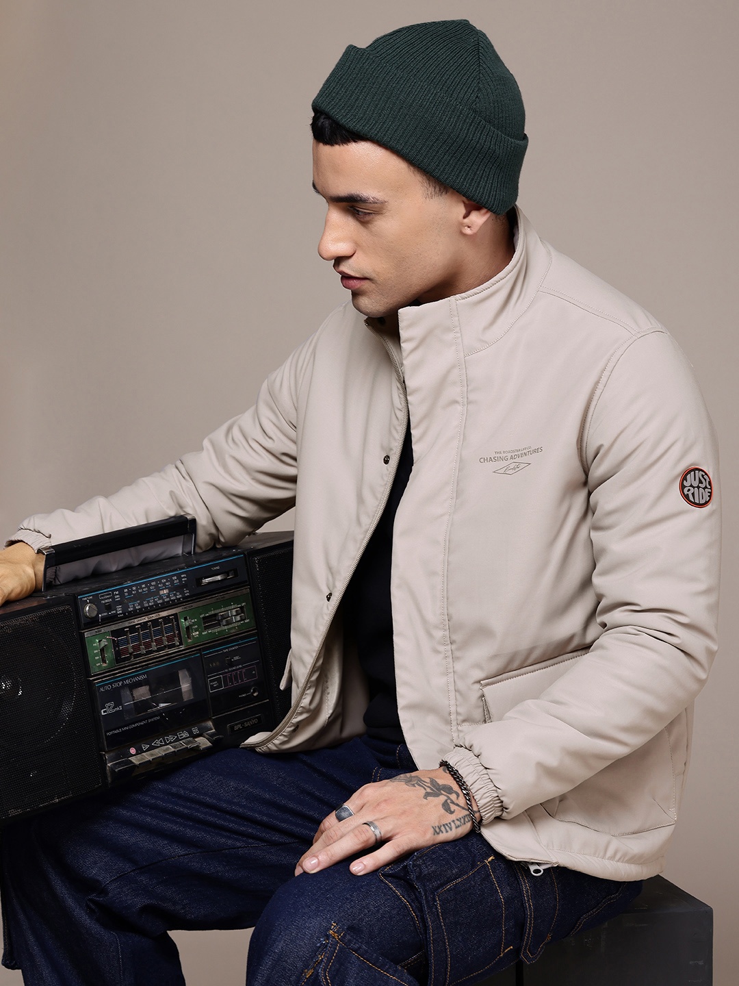 

The Roadster Life Co. Mock Collar Long Sleeves Padded Jacket, Grey