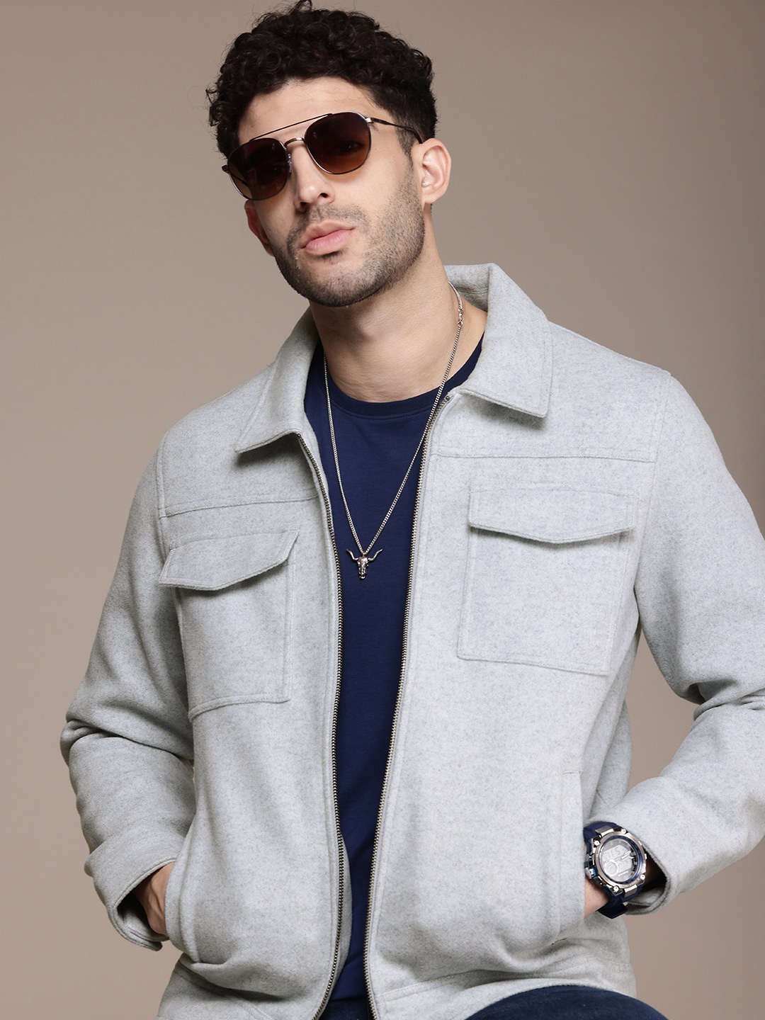 

The Roadster Life Co. Spread Collar Tailored Jacket, Grey