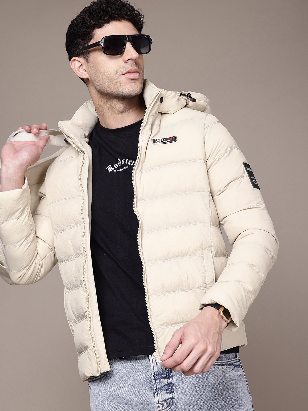 

The Roadster Life Co. Hooded Padded Jacket, Cream