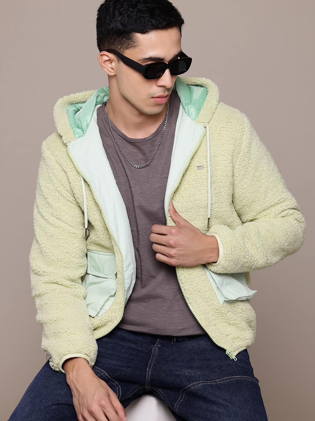 

The Roadster Lifestyle Co. Sherpa Hooded Jacket, Green