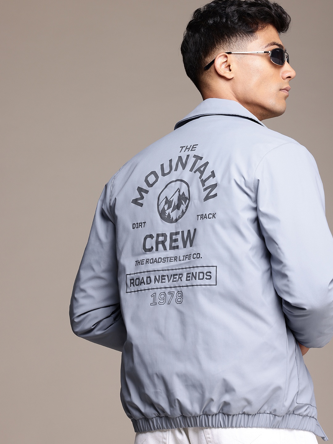 

The Roadster Life Co. Typography Printed Padded Jacket, Grey