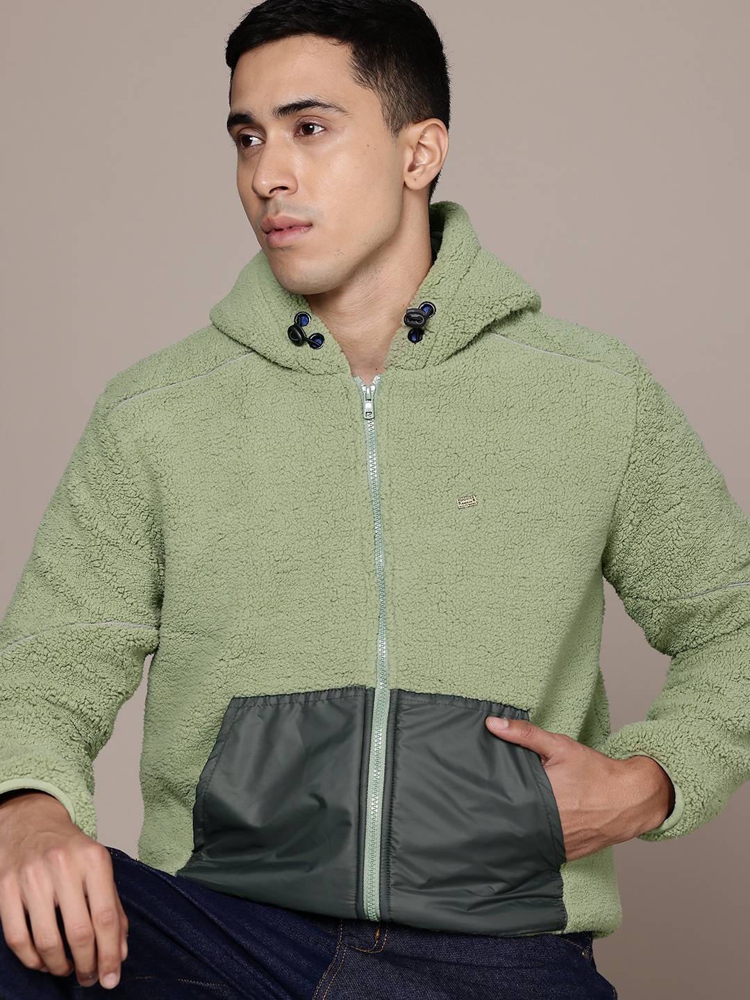 

The Roadster Lifestyle Co. Hooded Sherpa Jacket, Green