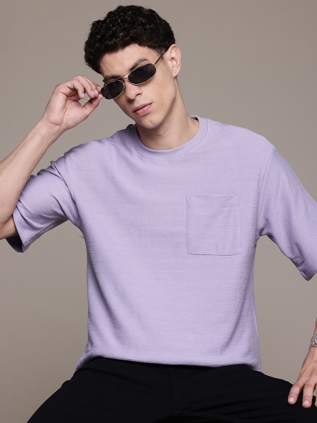 

The Roadster Lifestyle Co. Textured Relaxed Fit T-shirt, Lavender