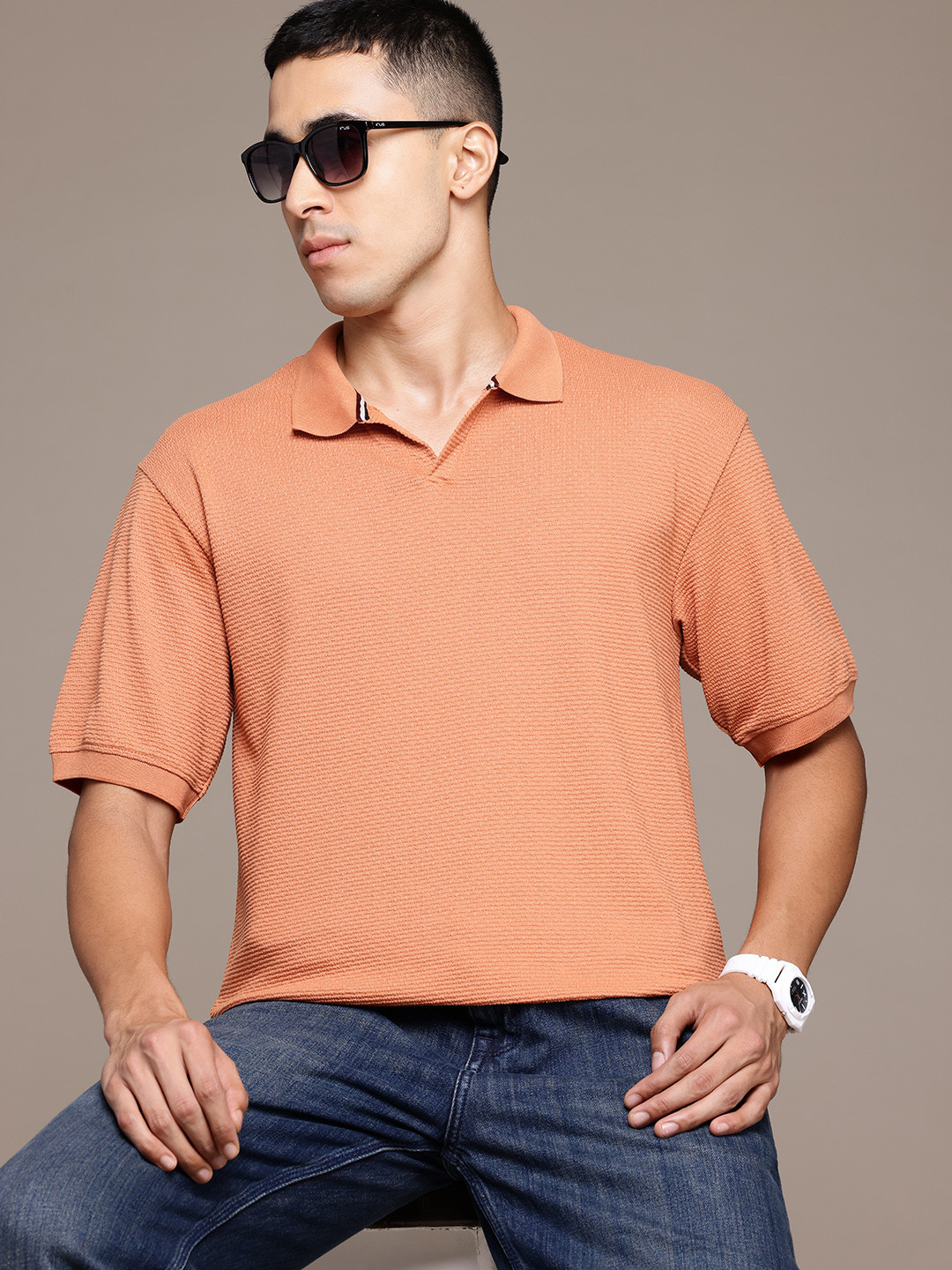 

The Roadster Lifestyle Co. Polo Collar T-shirt, Orange