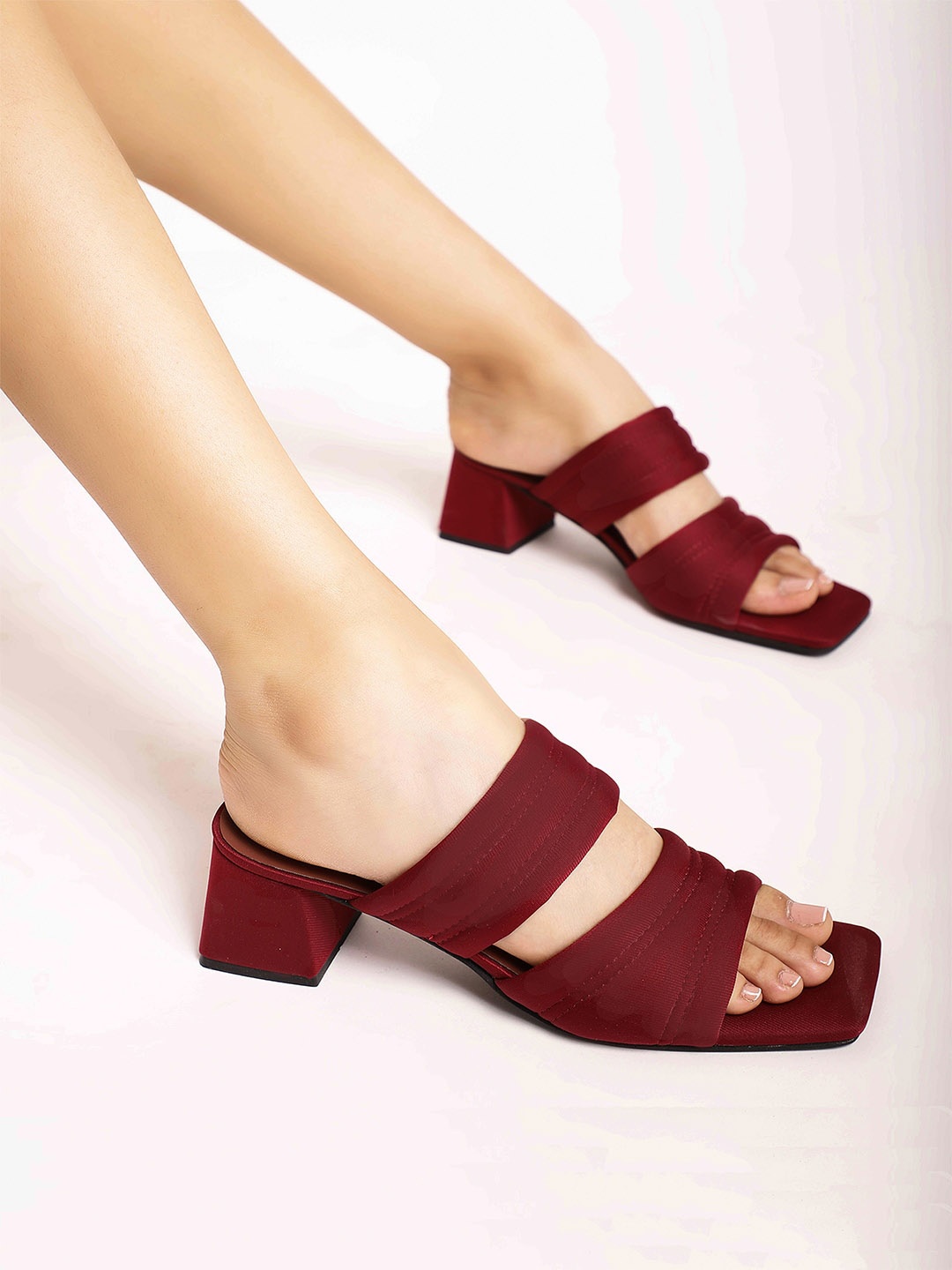 

ALL TABS OPEN Open Toe Block Heels, Maroon