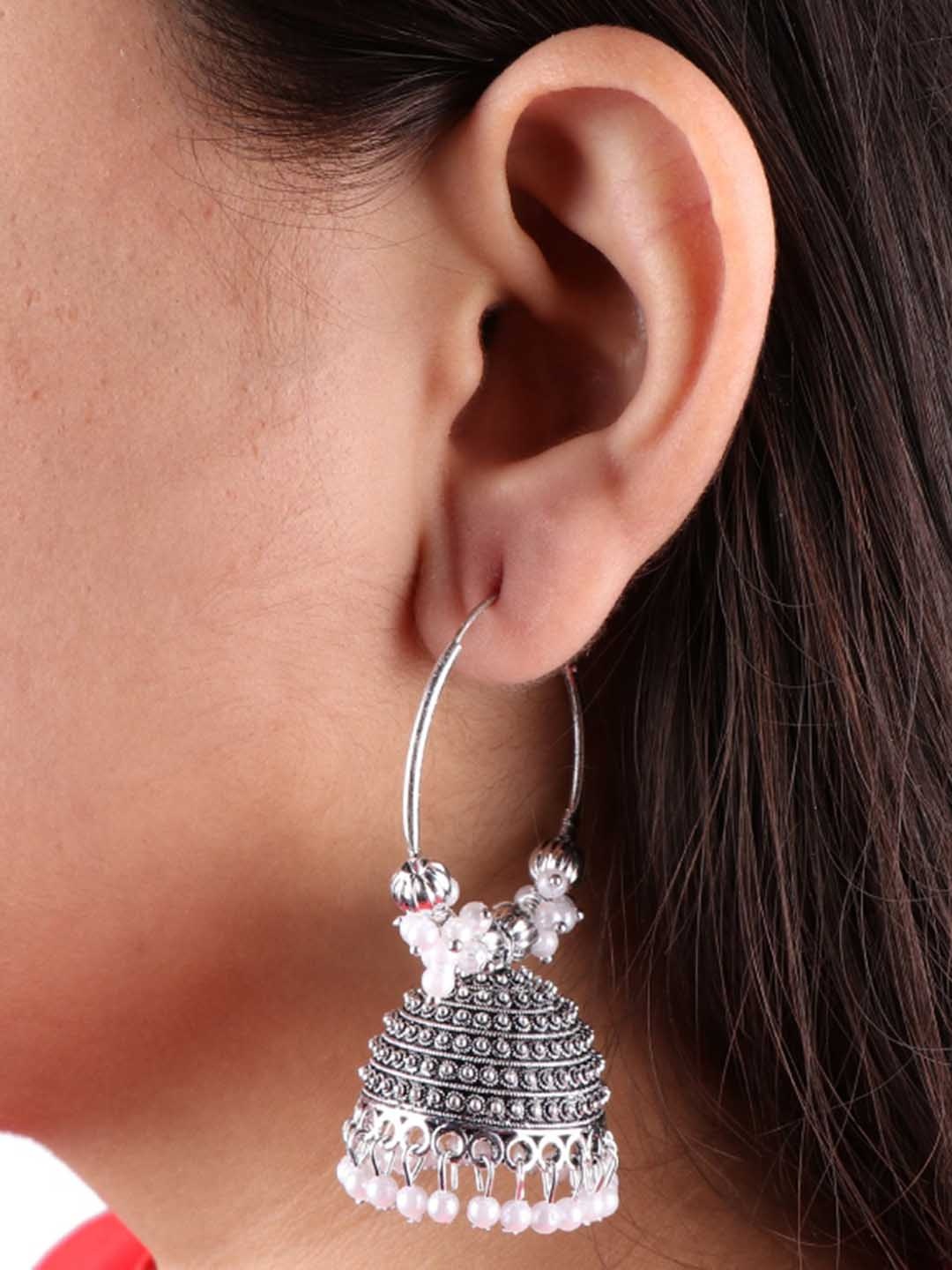 

Keviv Gold-Plated Contemporary Jhumkas, Silver