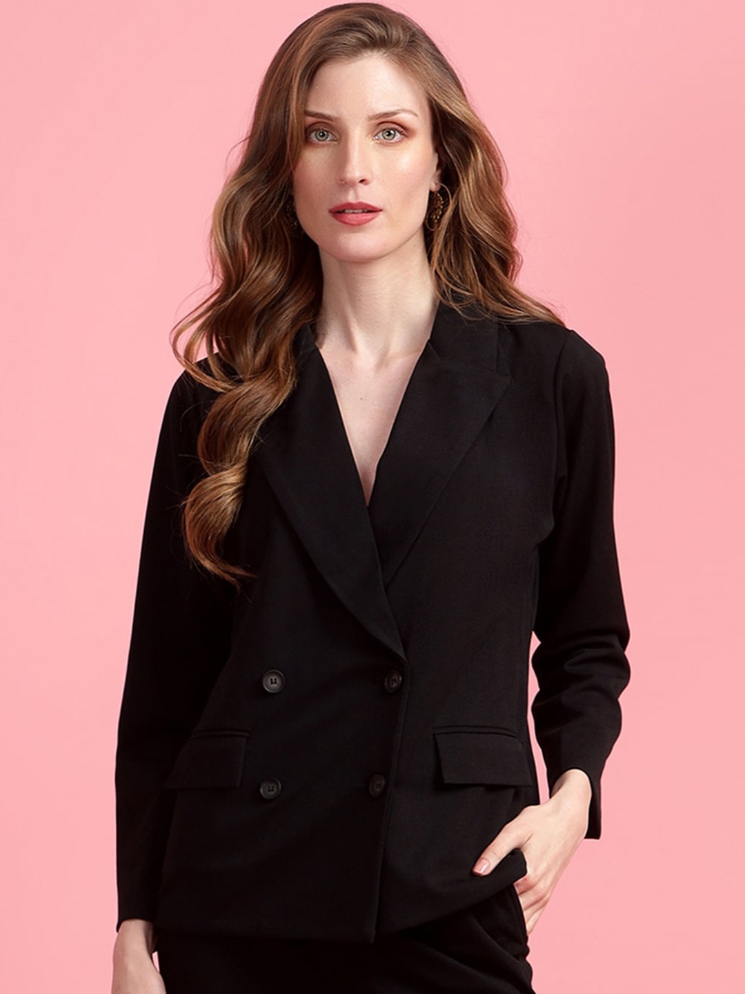 

Golden Kite Women Notched Lapel Collar Single Breasted Blazers, Black