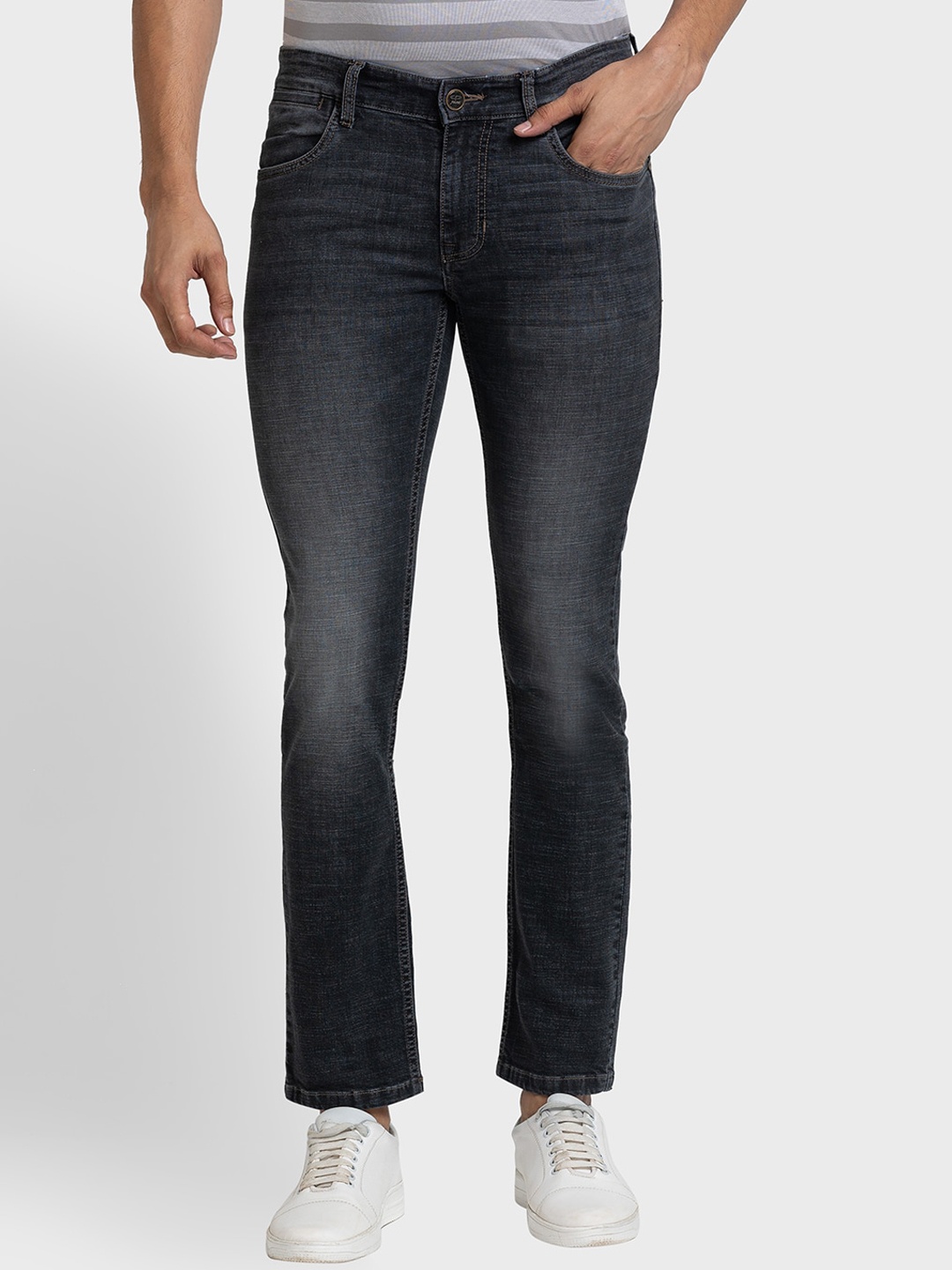 ColorPlus Men Mid-Rise Tapered Fit Light Fade Jeans, Black