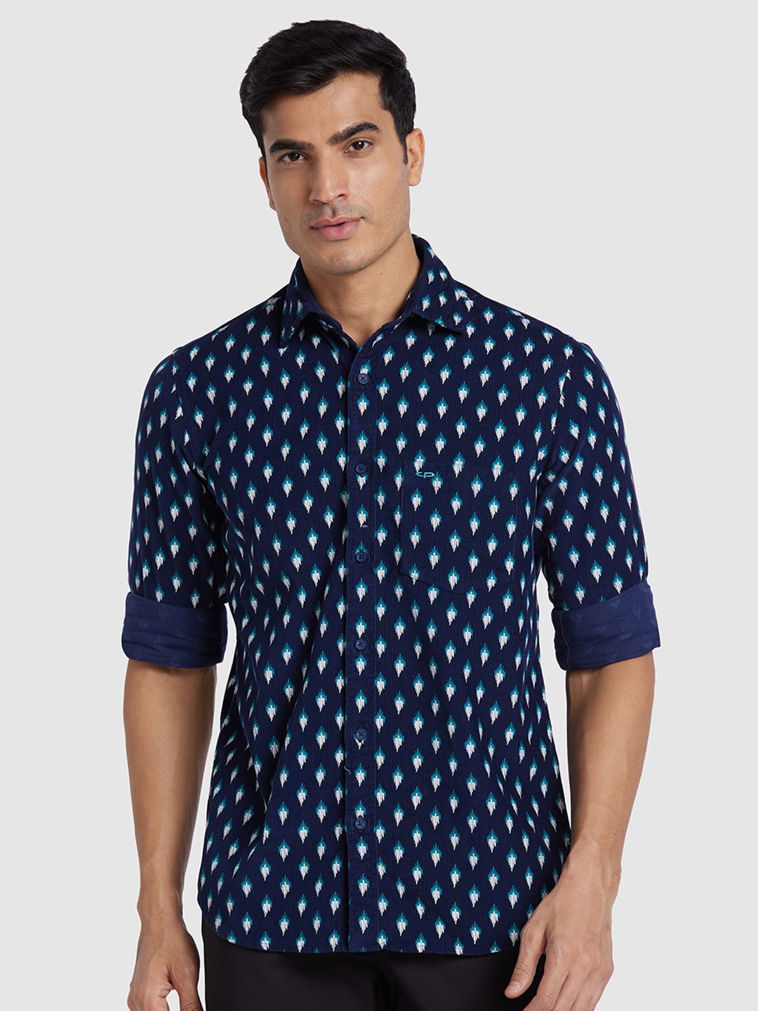 

ColorPlus Floral Printed Cotton Casual Shirt, Blue