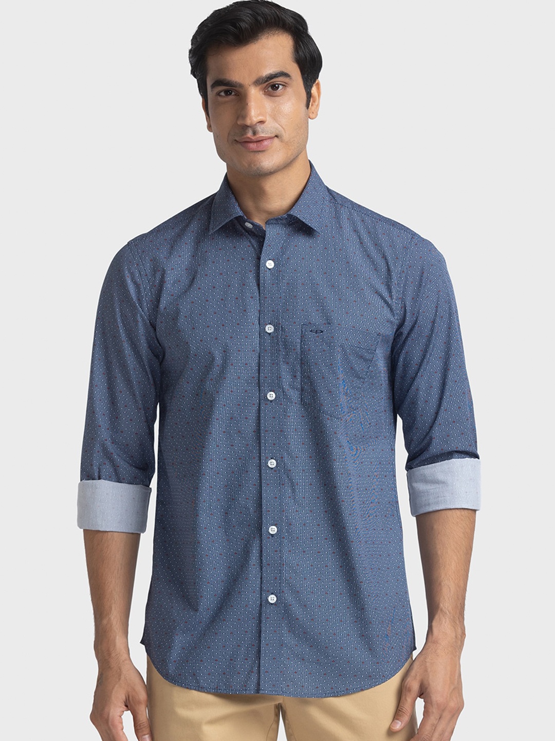 

ColorPlus Tailored Fit Micro Ditsy Printed Cotton Casual Shirt, Blue