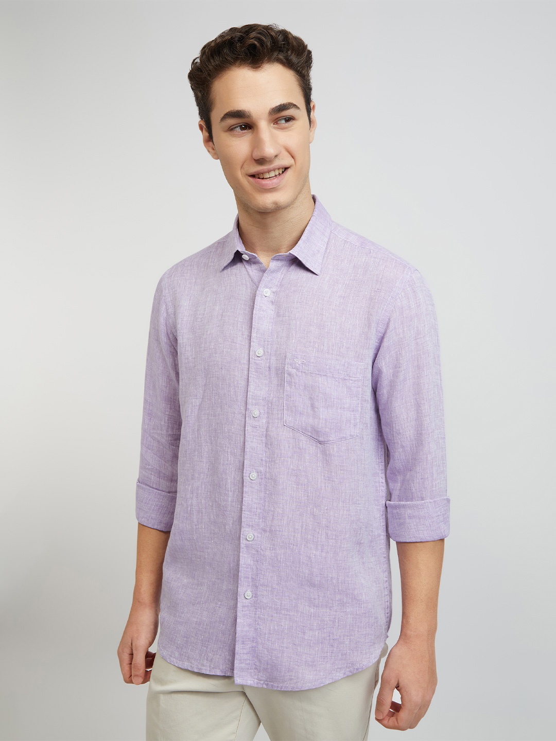 

ColorPlus Tailored Fit Spread Collar Full Sleeves Shirt, Violet