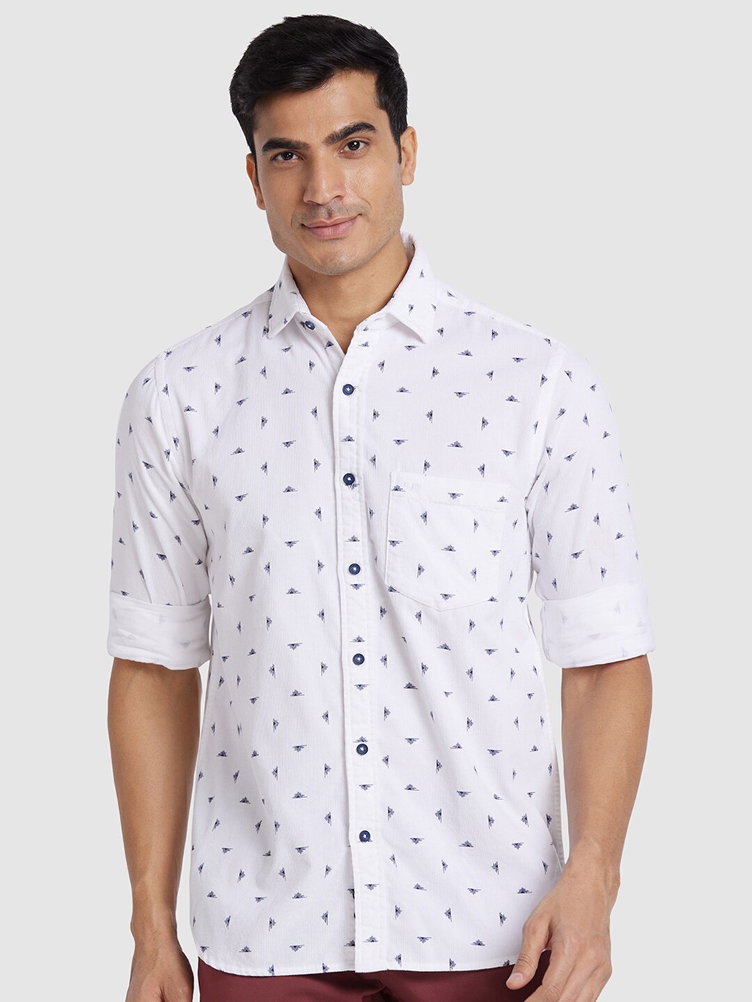 ColorPlus Conversational Printed Cotton Casual Shirt, White