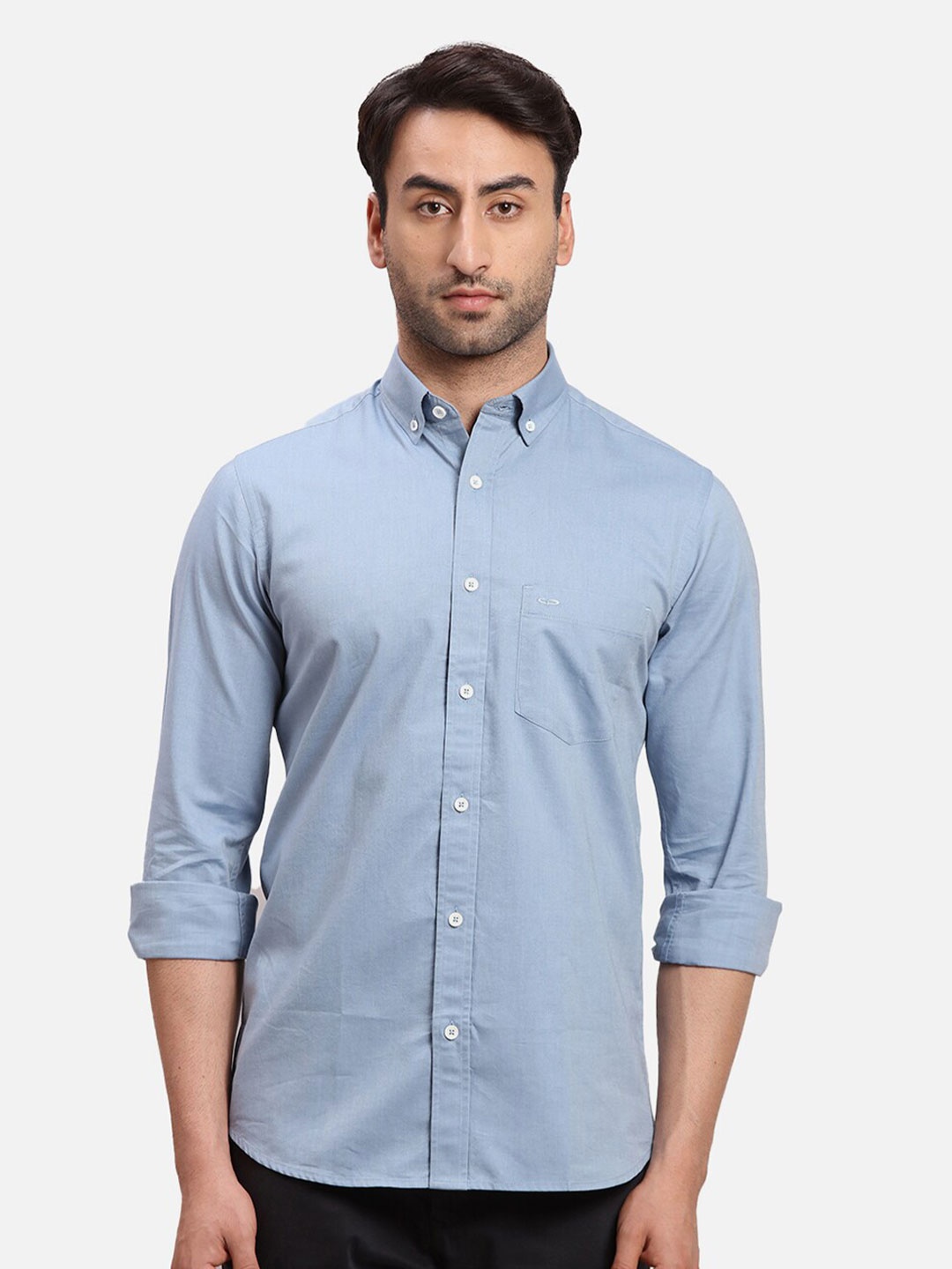 

ColorPlus Button-Down Collar Long Sleeves Cotton Casual Shirt, Blue
