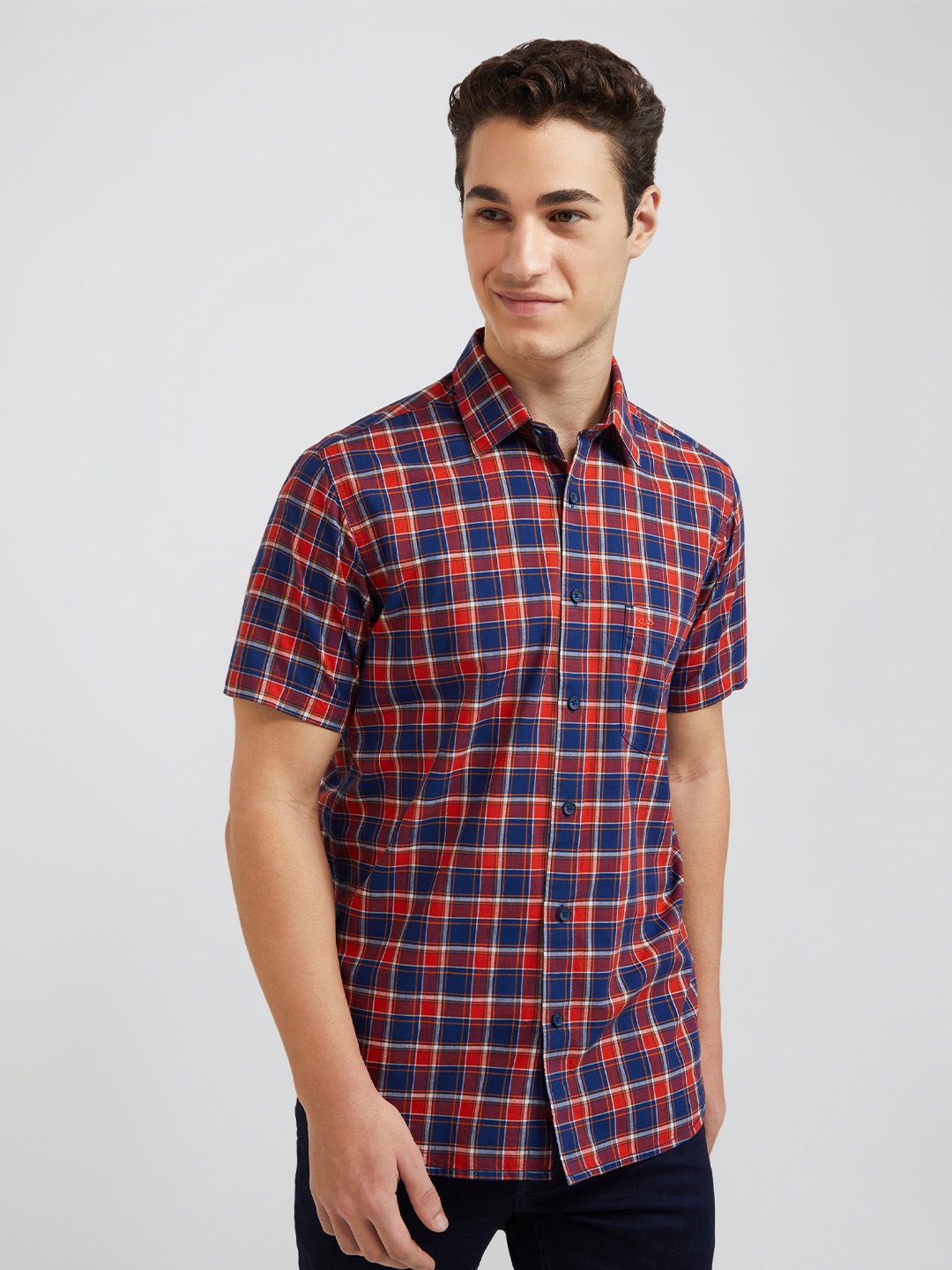 

ColorPlus Men Tailored Fit Cotton Casual Shirt, Red