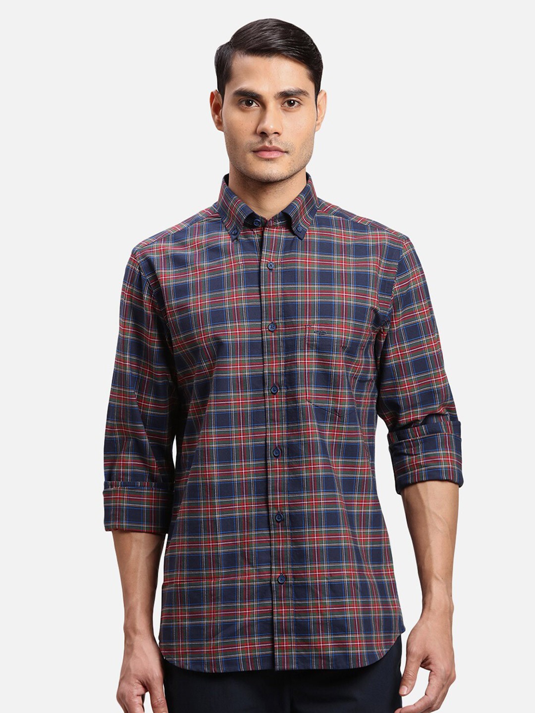 

ColorPlus Tartan Checks Checked Cotton Casual Shirt, Blue