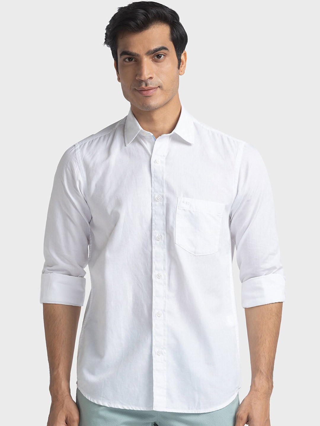 

ColorPlus Men Tailored Fit Spread Collar Casual Shirt, White