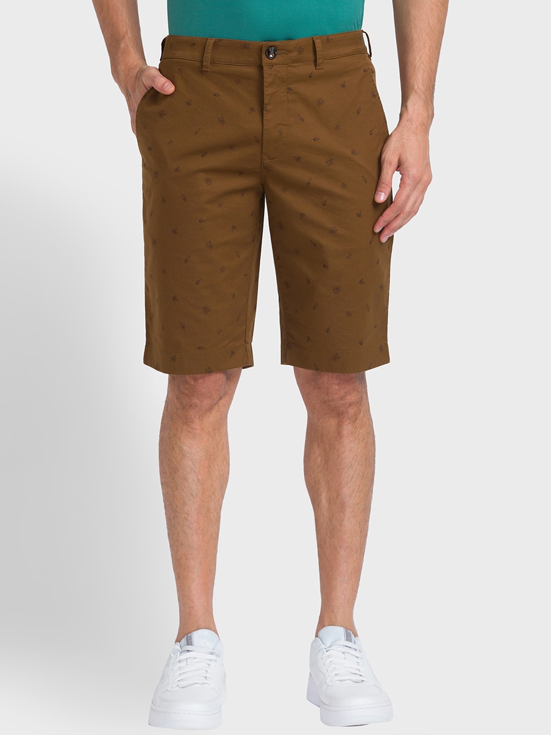 

ColorPlus Men Printed Mid-Rise Chino Shorts, Brown