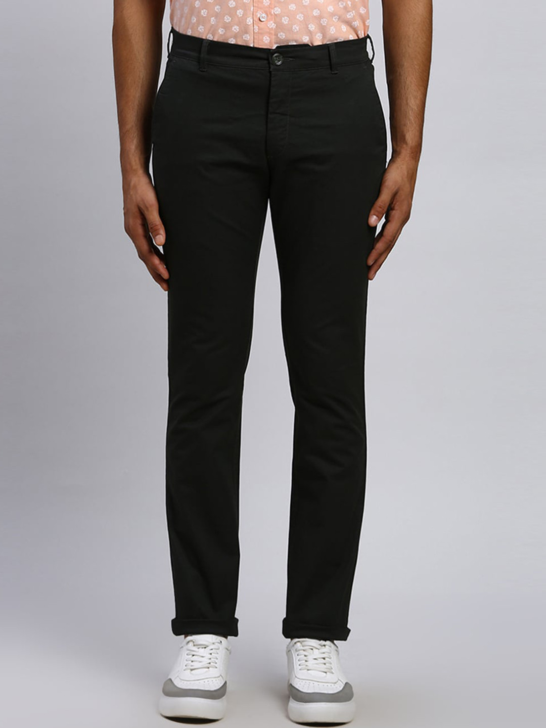 

ColorPlus Solid Mid-Rise Slim Fit Cotton Trousers, Green
