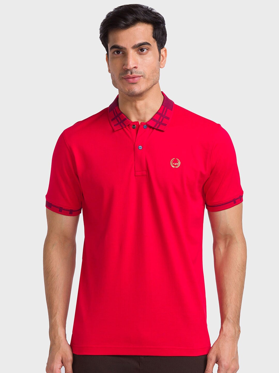 

ColorPlus Polo Collar Short Sleeves Cotton T-shirt, Red