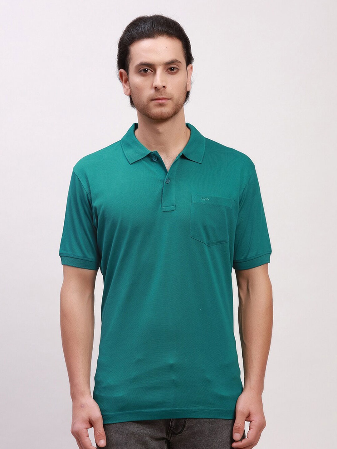 

ColorPlus Polo Collar Short Sleeves Regular Fit Cotton T-shirt, Green