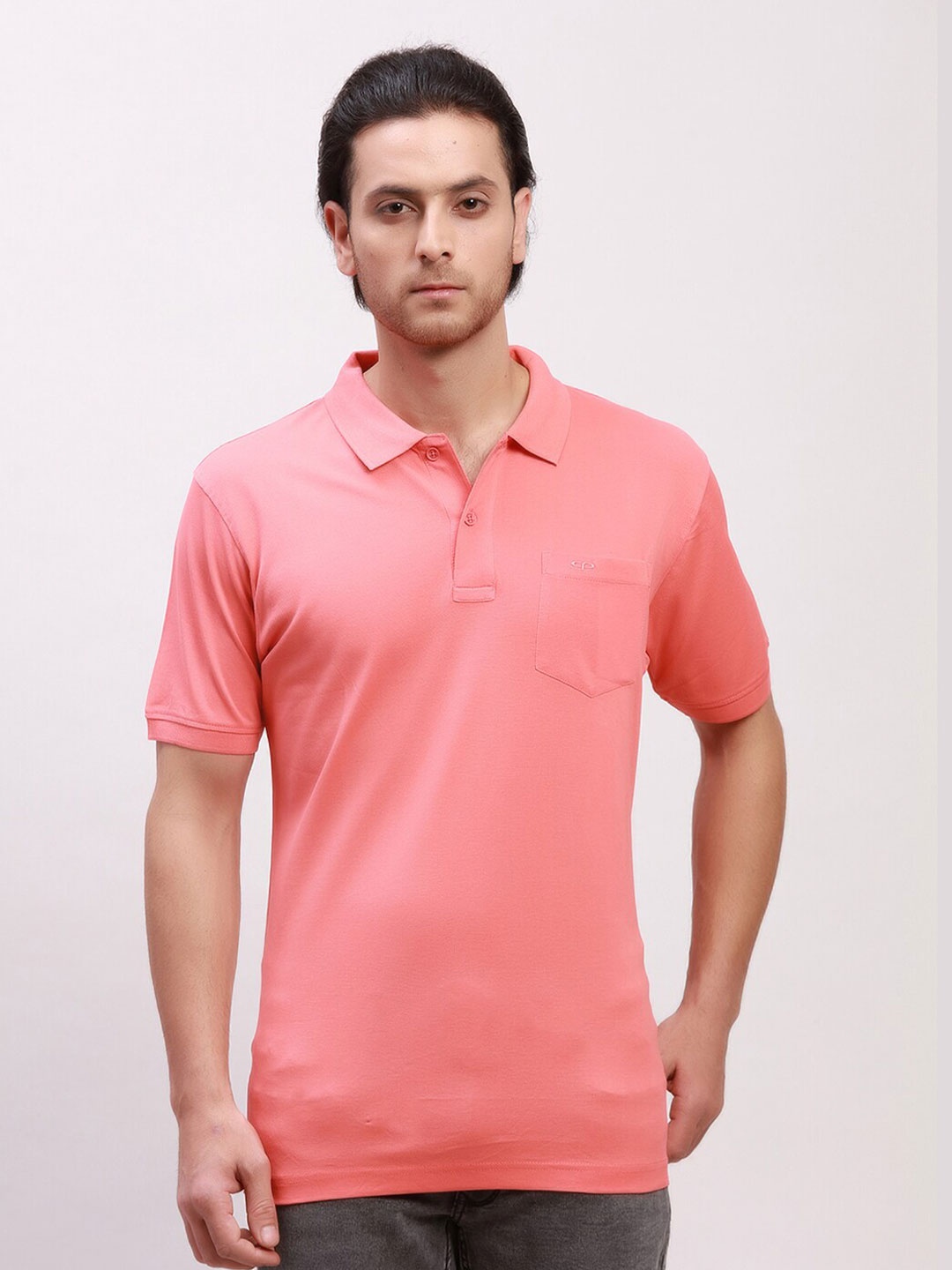 

ColorPlus Polo Collar Short Sleeves Cotton Tailored Fit T-shirt, Pink