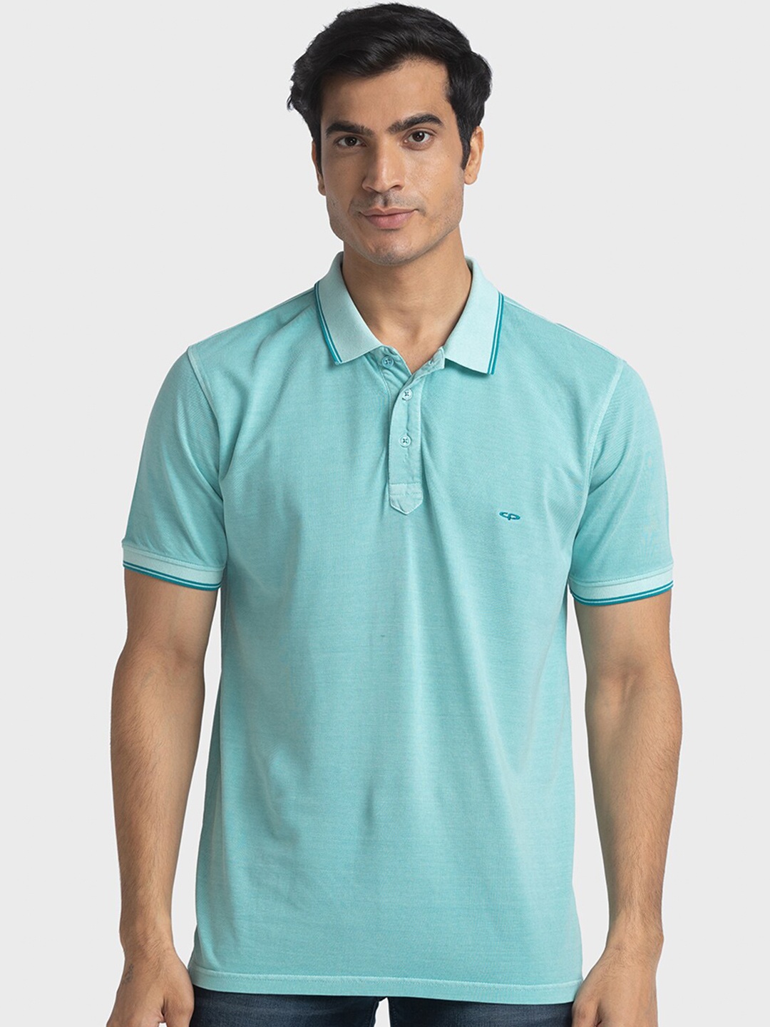 

ColorPlus Polo Collar Short Sleeves Regular Fit Cotton T-shirt, Blue