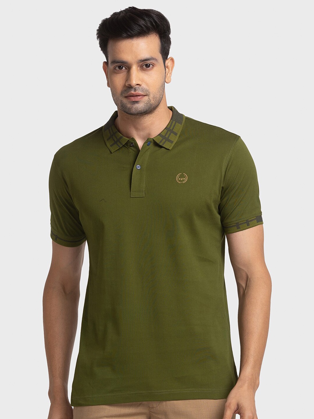 

ColorPlus Polo Collar Short Sleeves Cotton T-shirt, Green