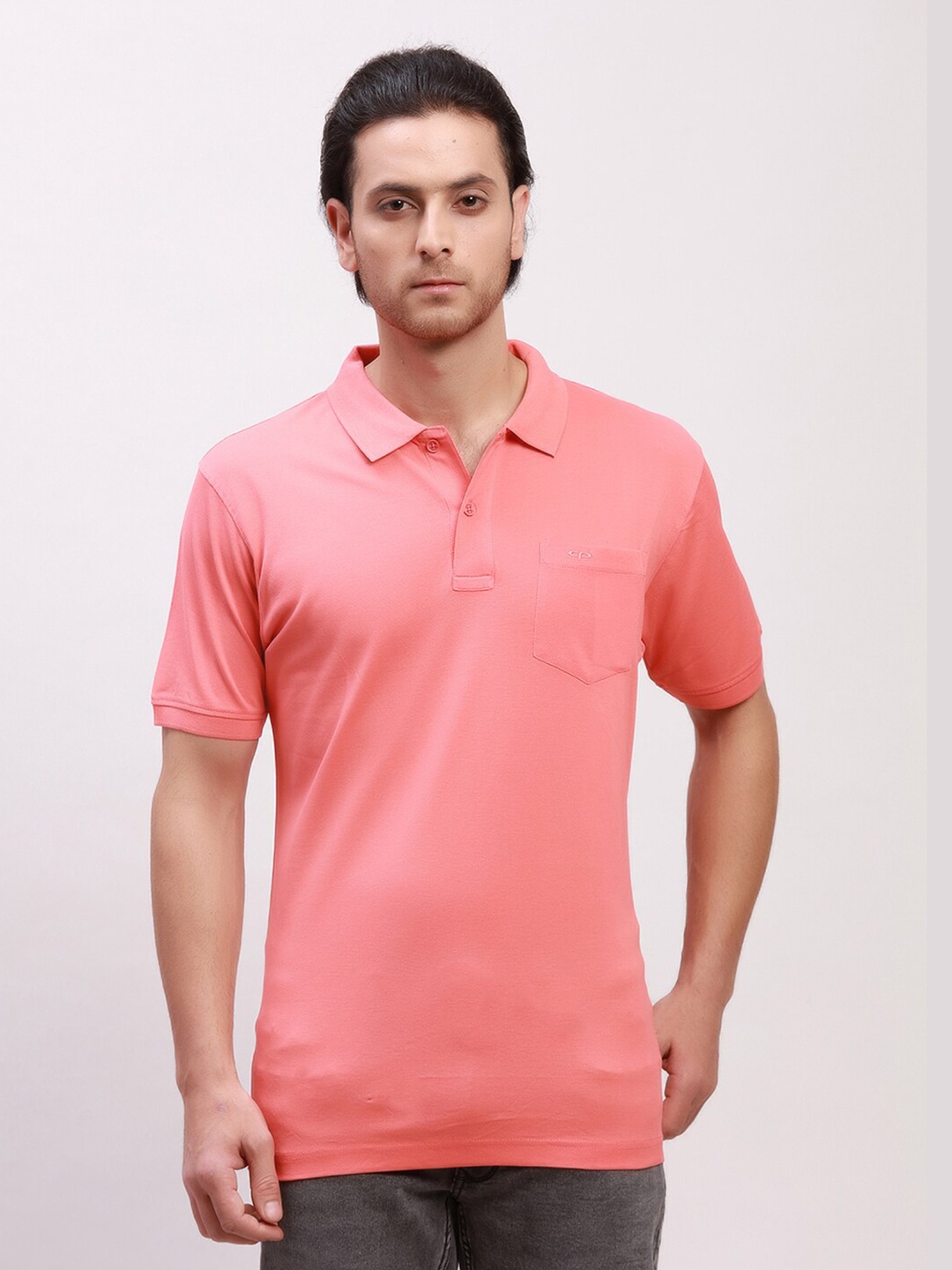 

ColorPlus Polo Collar Short Sleeves Tailored Fit Cotton T-shirt, Orange