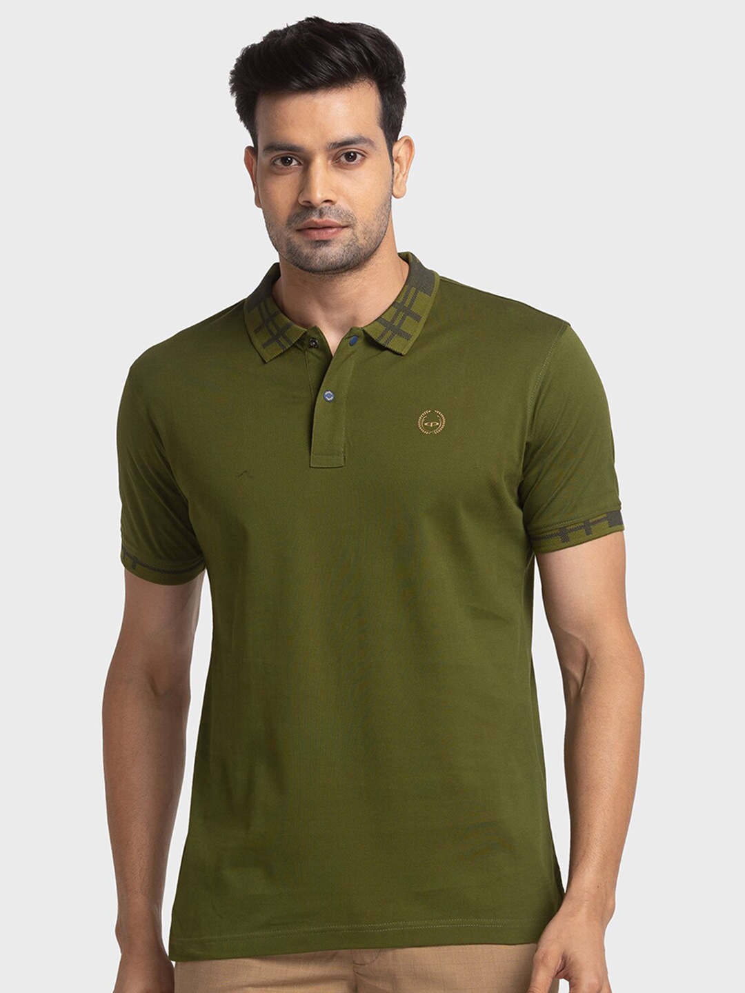

ColorPlus Polo Collar Short Sleeves Cotton T-shirt, Green