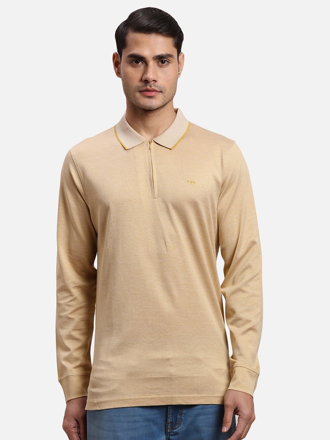 

ColorPlus Polo Collar Long Sleeves Regular Fit Cotton T-shirt, Yellow