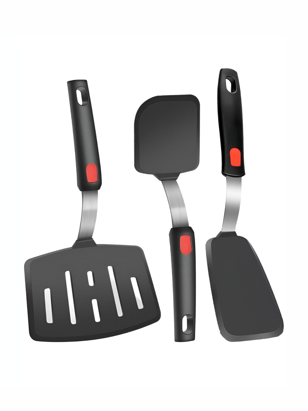 

P-Plus International Black & Silver Toned 3 Pieces Steel Turner Spatulas