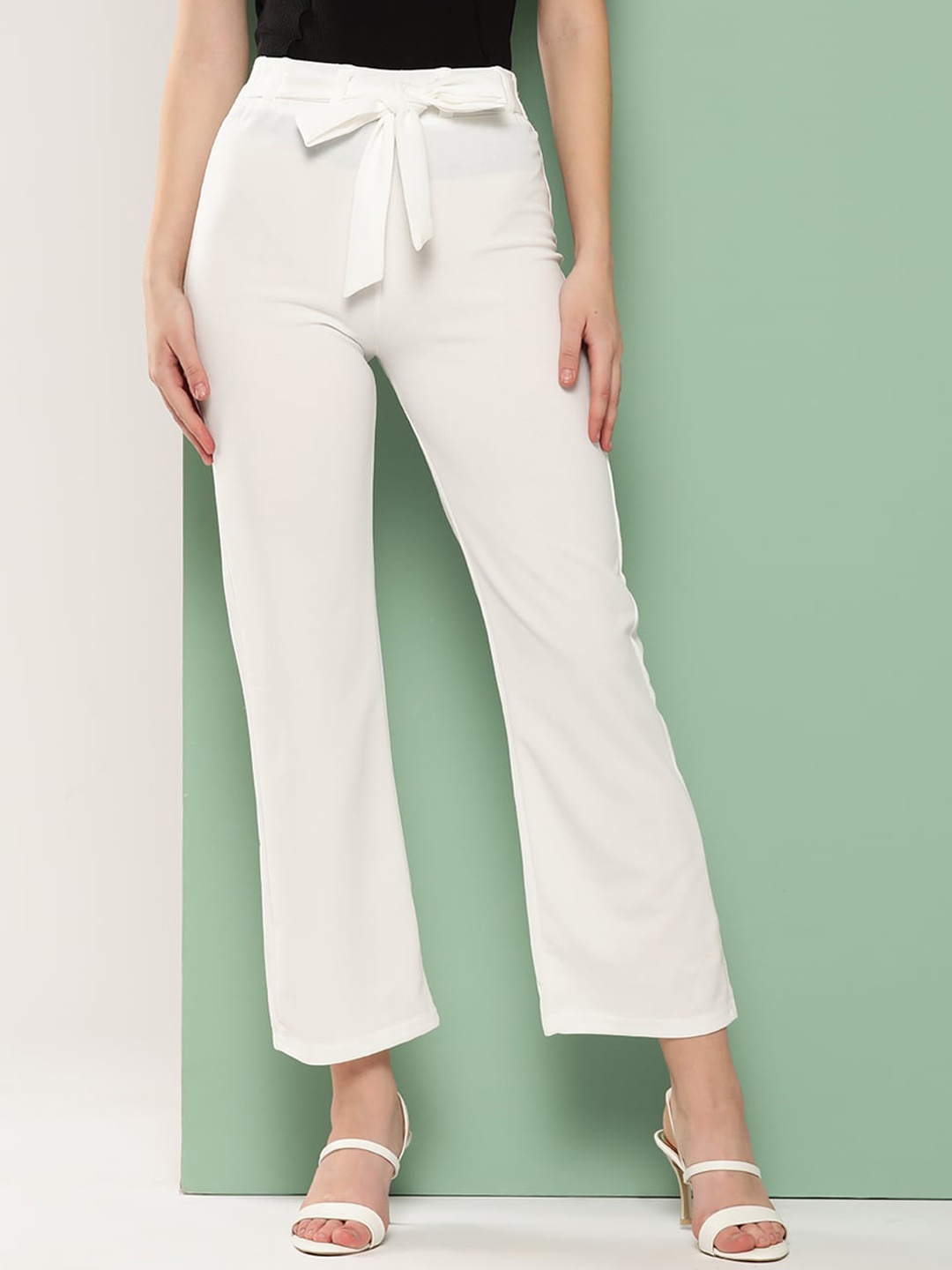 

Chemistry Women Smart High-Rise Regular Fit Cropped Formal Trousers, White