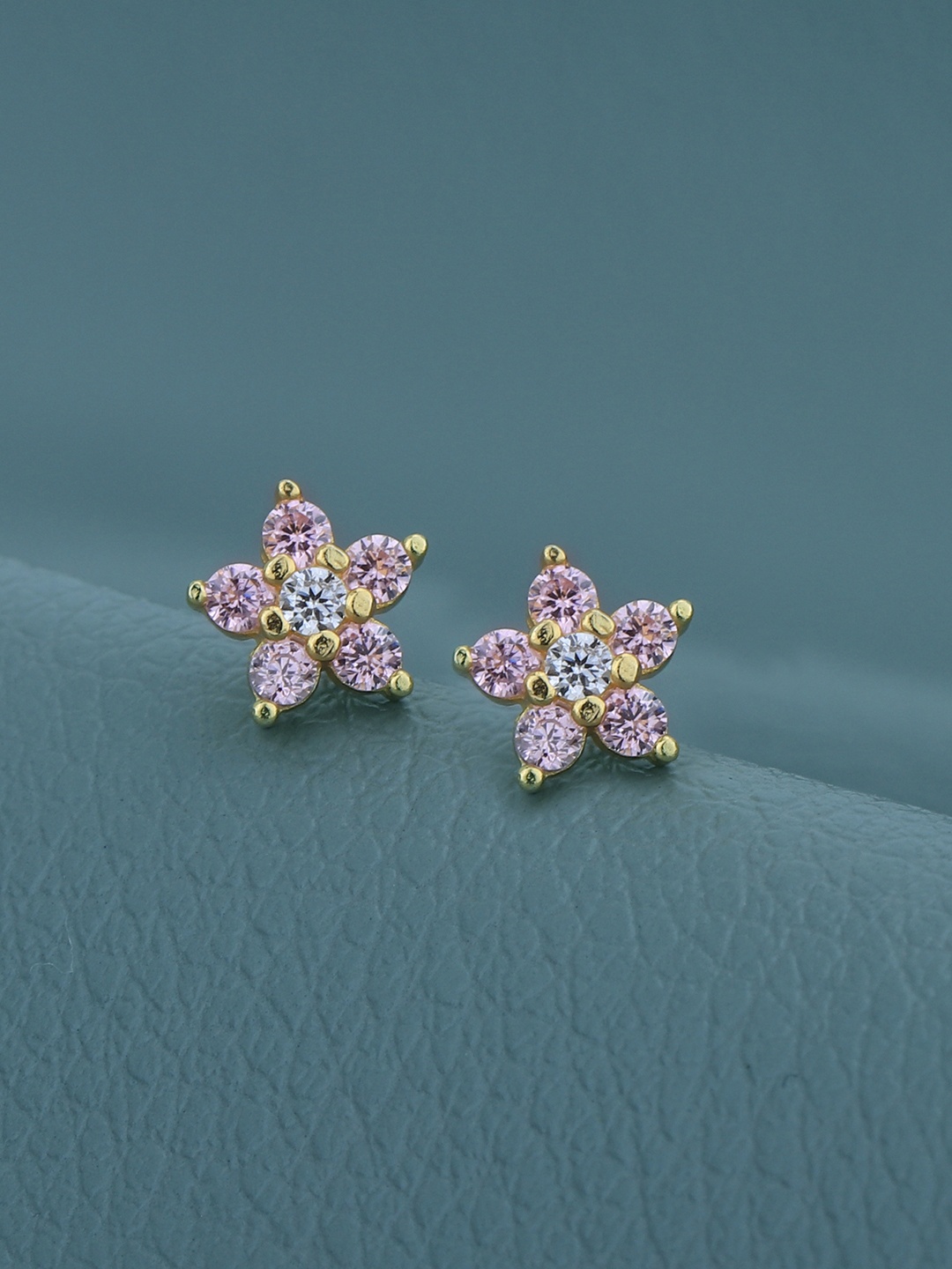 

Carlton London 925 Sterling Silver 18KT Gold-Plated CZ-Studded Floral Studs Earrings