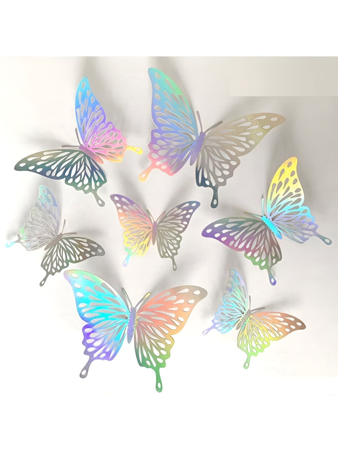 Jaamso Royals Silver Toned 12 Pieces 3D Butterfly Wall Stickers