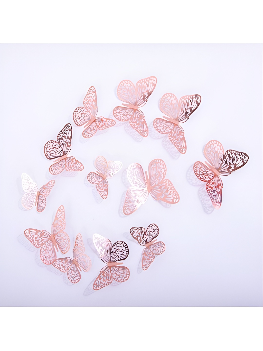 

Jaamso Royals Pink 12 Pieces 3D Butterfly Self-Adhesive Wall Stickers, Rose