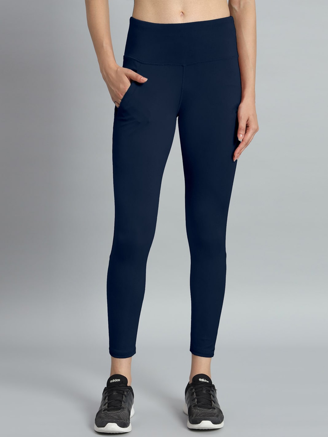 

Mehrang Women Ankle Length Training Tights, Navy blue
