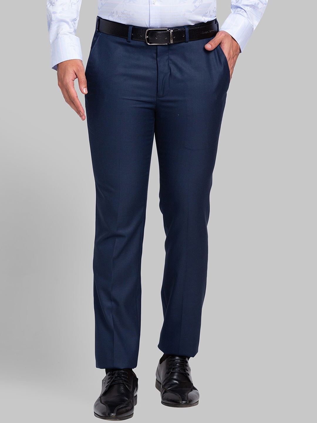 

Park Avenue Men Textured Slim Fit Formal Trousers, Blue