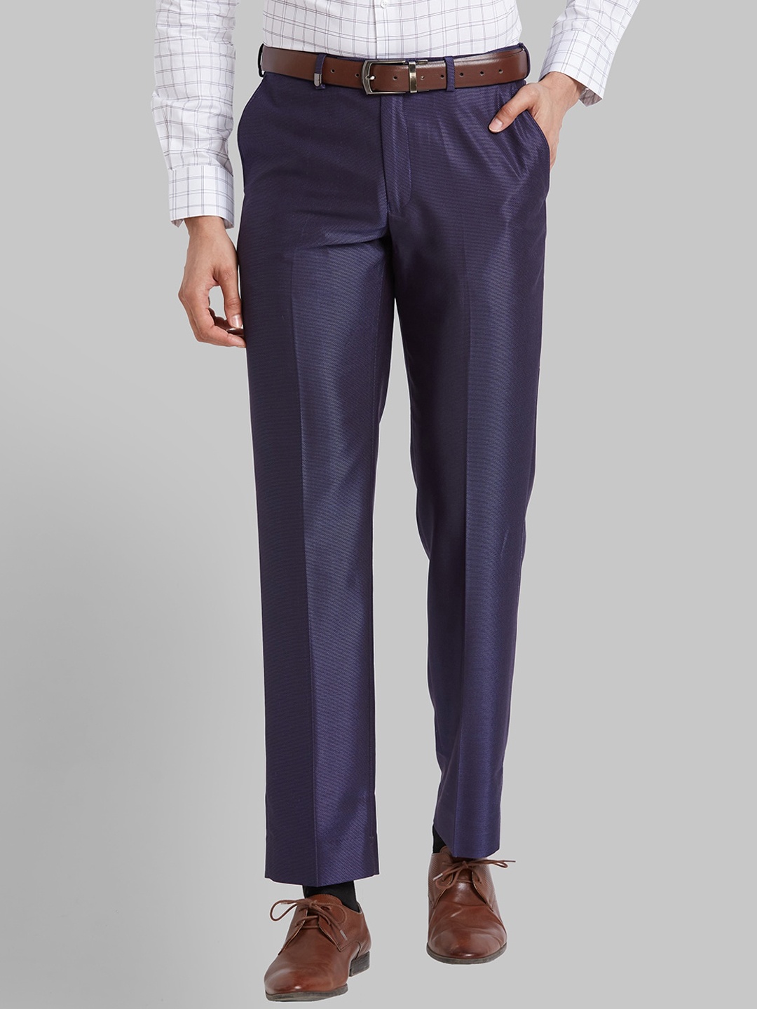 

Park Avenue Men Mid Rise Regular Fit Formal Trouser, Blue