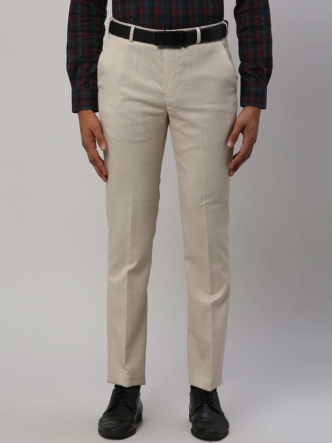 

Park Avenue Men Slim Fit Mid-Rise Formal Trousers, Beige