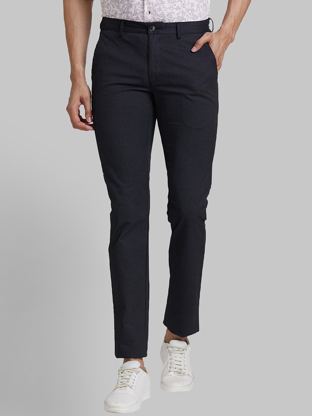 

Park Avenue Men Slim Fit Printed Cotton Regular Trousers, Black