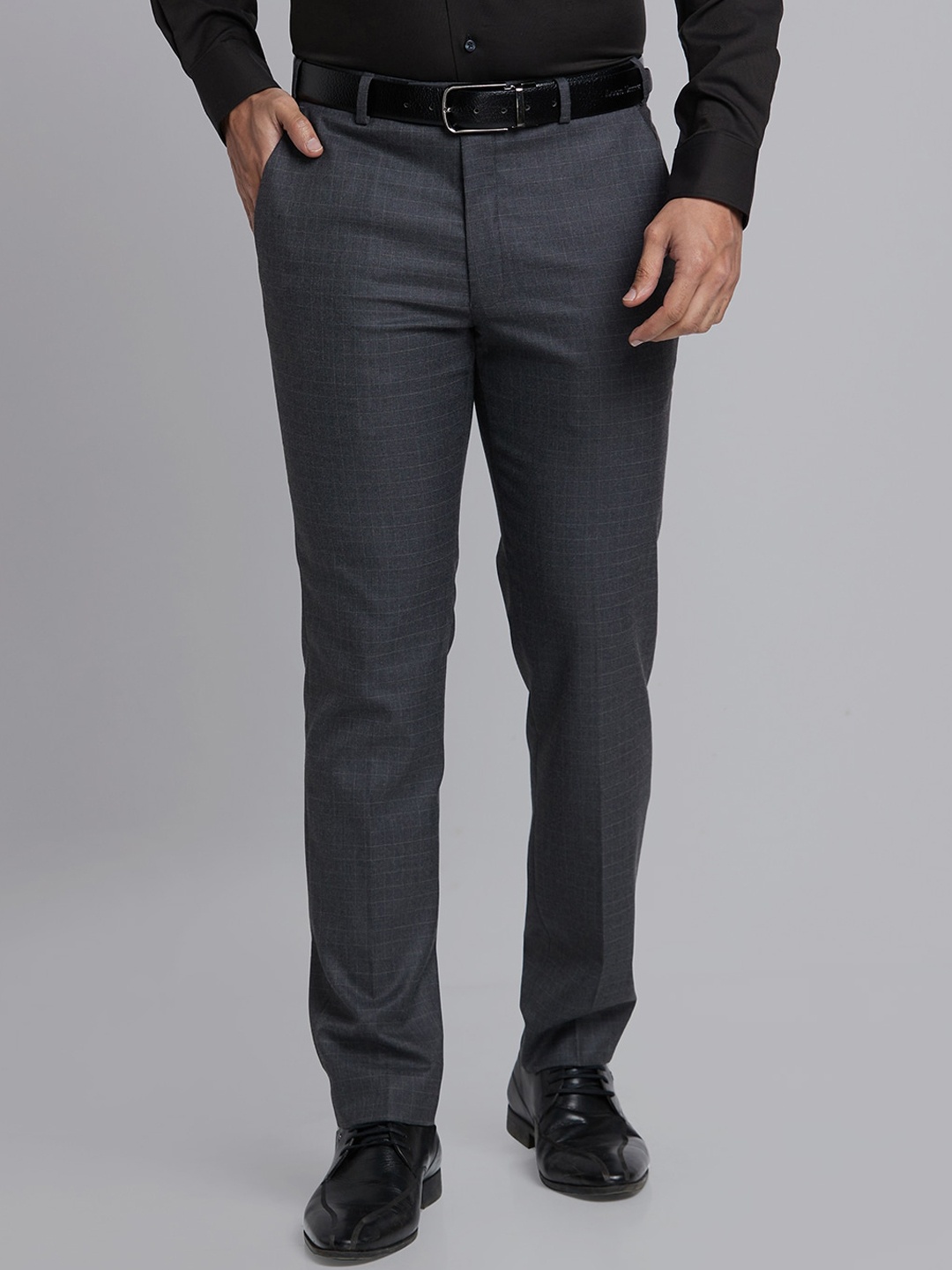 

Park Avenue Men Slim Fit Mid-Rise Formal Trousers, Grey